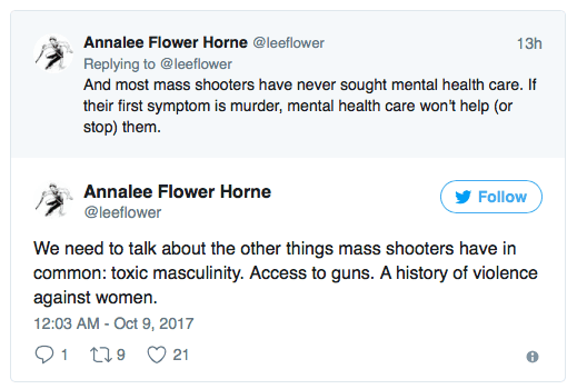 Blame the Las Vegas massacre on toxic masculinity. courtesy twitter.com and bustle.com