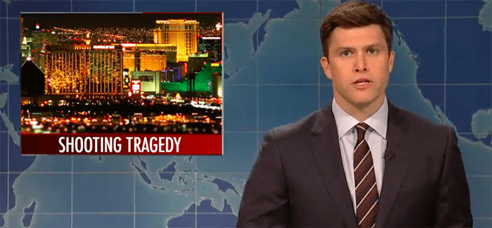 SNL Weekend Update Colin Jost advocates for gun control. Courtesy youtube.com