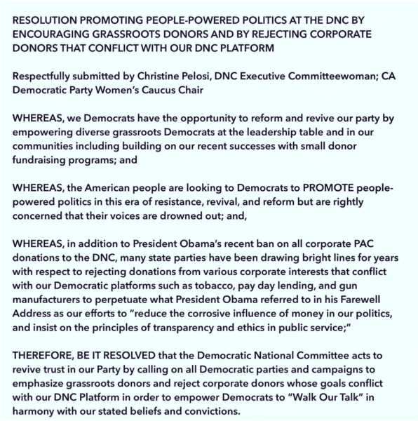 DNC resolution to reject NRA campaign money (courtesy twitter.com)