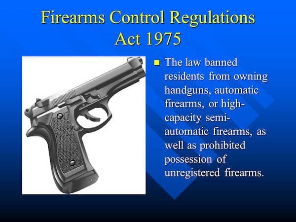 Washington D.C.'s Firearms Control Act of 1975 (courtesy slideplayer.com)