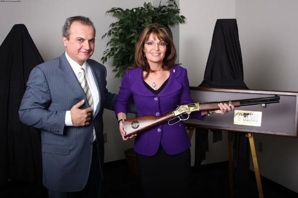 Sarah Palin with Henry rifle (courtesy csmonitor.com)