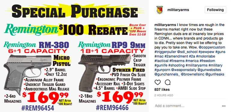 Check out these amazingly low prices on some pretty decent Remington guns. 