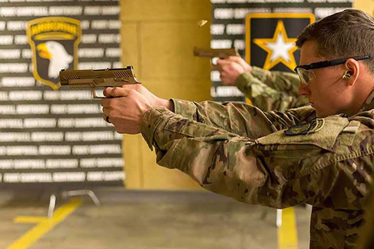 U.S. Army soldier shooting the SIG SAUER P320 MHS (courtesy ammoland.com)