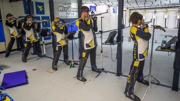 The West Virginia University rifle team doing what they do best (courtesy WVU Sports)