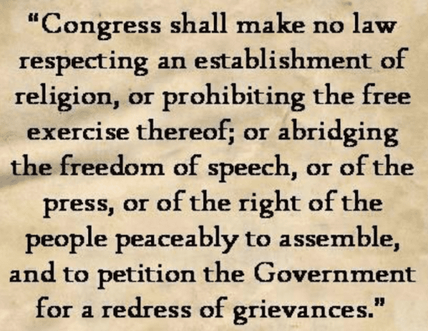 First Amendment to the United States Constitution (courtesy vermontindependent.org)