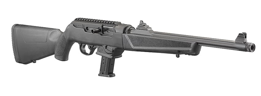 Sturm, Ruger & Company, Inc. (NYSE: RGR) is proud to introduce the PC Carbine™ chambered in 9mm Luger. Practical and versatile, the Pistol Caliber Carbine is ideal for any shooter, from novice to experienced. Built to excel in a number of roles from plinking or competition to home or personal defense, the PC Carbine is highly configurable and compact, making it the perfect portable companion to match with many popular pistols. Uniquely designed for use with a variety of magazines, the PC Carbine features an easily interchangeable magazine well system that allows the rifle to accept common Ruger® and Glock® magazines. This new rifle also features a dead blow action with a custom tungsten dead blow weight that shortens bolt travel and reduces felt recoil and muzzle rise. Similar to the popular 10/22 Takedown® rifle, the PC Carbine is designed for quick separation of the barrel/forend assembly from the action for ease of transportation and storage. Takedown is as simple as locking the bolt back and verifying that the rifle is unloaded, pushing a recessed lever, twisting the subassemblies and pulling them apart. 