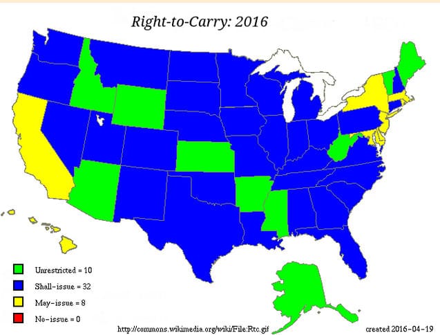 Right to carry by state (courtesy ammoland.com)