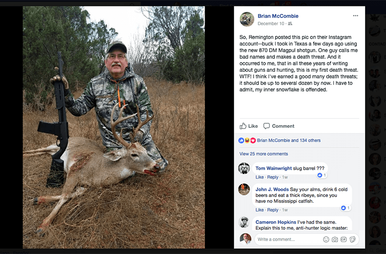 Brian McCombie got death threats for hunting