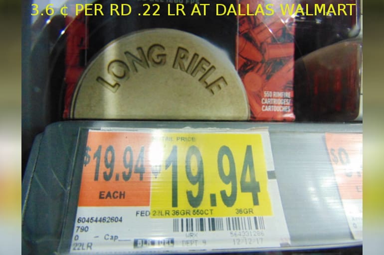 .22LR ammunition is now as low as 3.4 cents per round