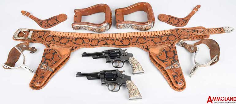 Actor John Wayne's .38 and .44 custom revolvers and stuff (courtesy ammoland.com)