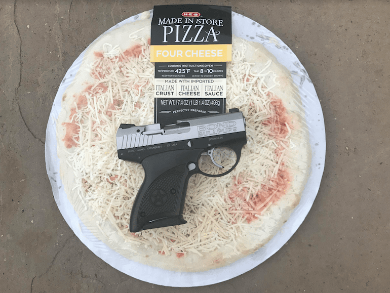 Bond Arms Bullpup and H-E-B pizza (courtesy thetruthaboutguns.com)