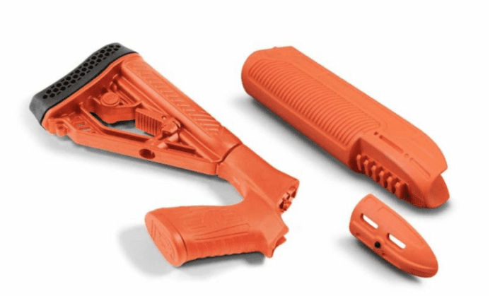 Adaptive tactical less lethal stock for Mossberg shotguns
