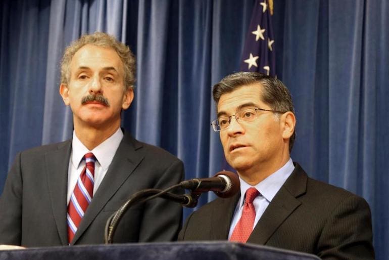 California Attorney General Xavier Becerra and Los Angeles City Attorney Mike Feuer (courtesy usnews.com)