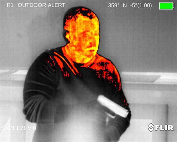 FLIR night vision image of bad guy (courtesy ammoland.com)