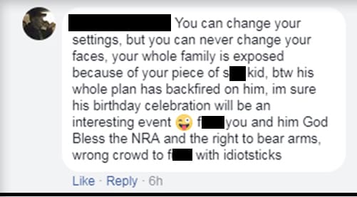 Comment on David Hogg's Facebook page (courtesy facebook.com)