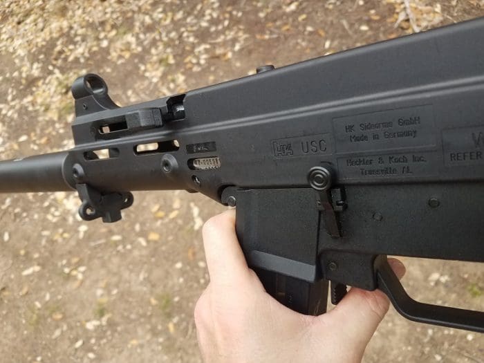 USC to UMP45 Conversion bolt release (image courtesy JWT for thetruthaboutguns.com)