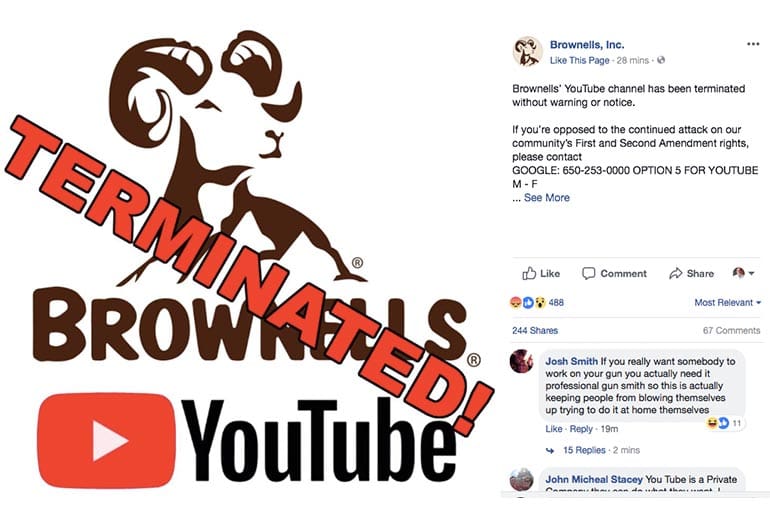 YouTube Brownells Ban Social Media Guns