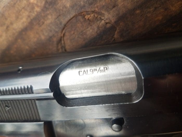 Browing Hi-Power calibre marking (image courtesy JWT for thetruthaboutguns.com)