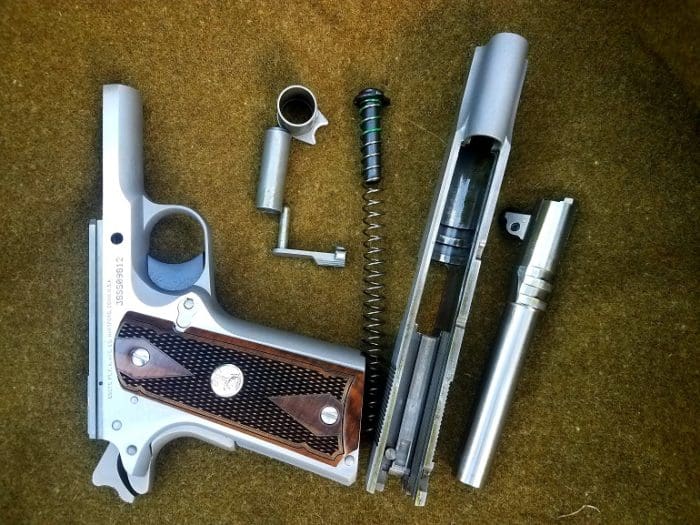Colt Government 38 Super caliber field stripped (image courtesy JWT for thetruthaboutguns.com)