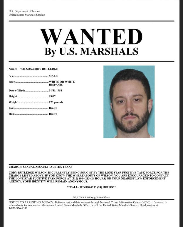 Cody Wilson Wanted Poster Sexual Assault 