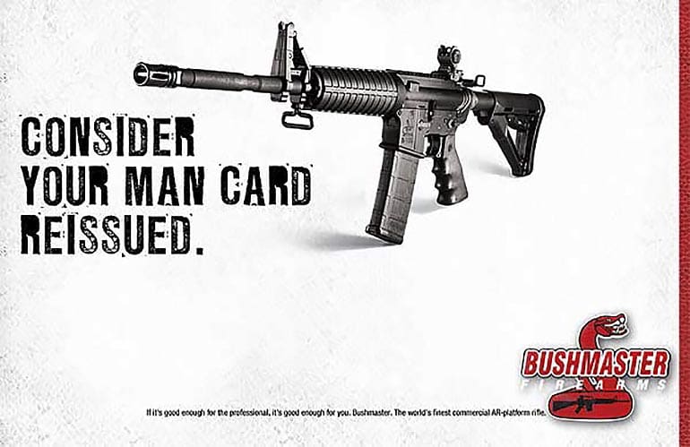 bushmaster ar-15 remington advertisement man card