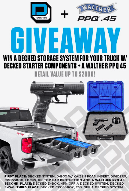 Decked truck storage system walther PPQ .45 giveaway