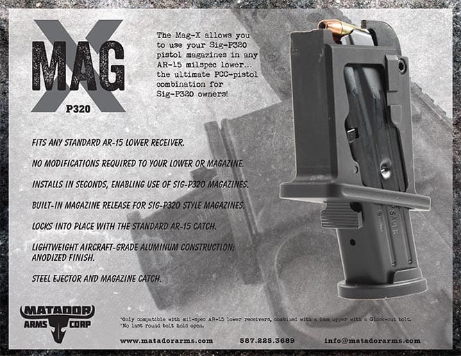 Matador arms Mag-X P320 pistol caliber carbine