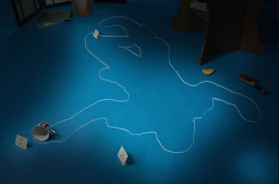 Crime Scene With The Silhouette Of The Victim