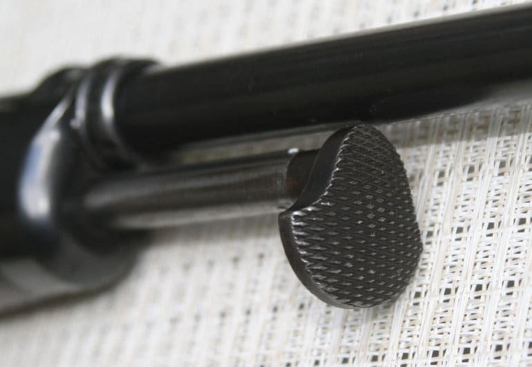 Enlarged checkered charging handle