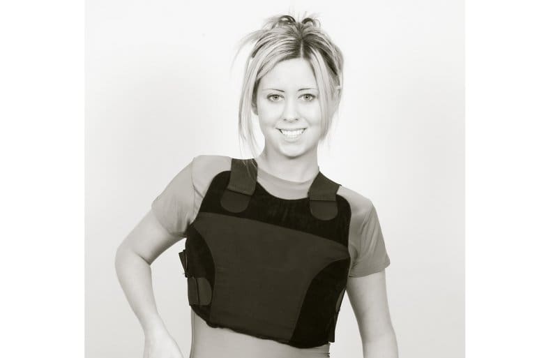 woman wearing bullet proof vest body armor