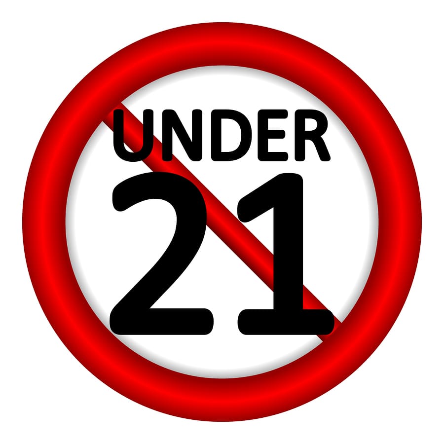 21 Age Restriction Sign On White Background. Illustration.