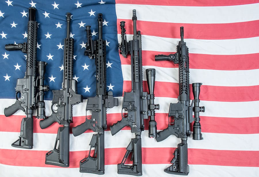 AR-15 rifles On American Flag