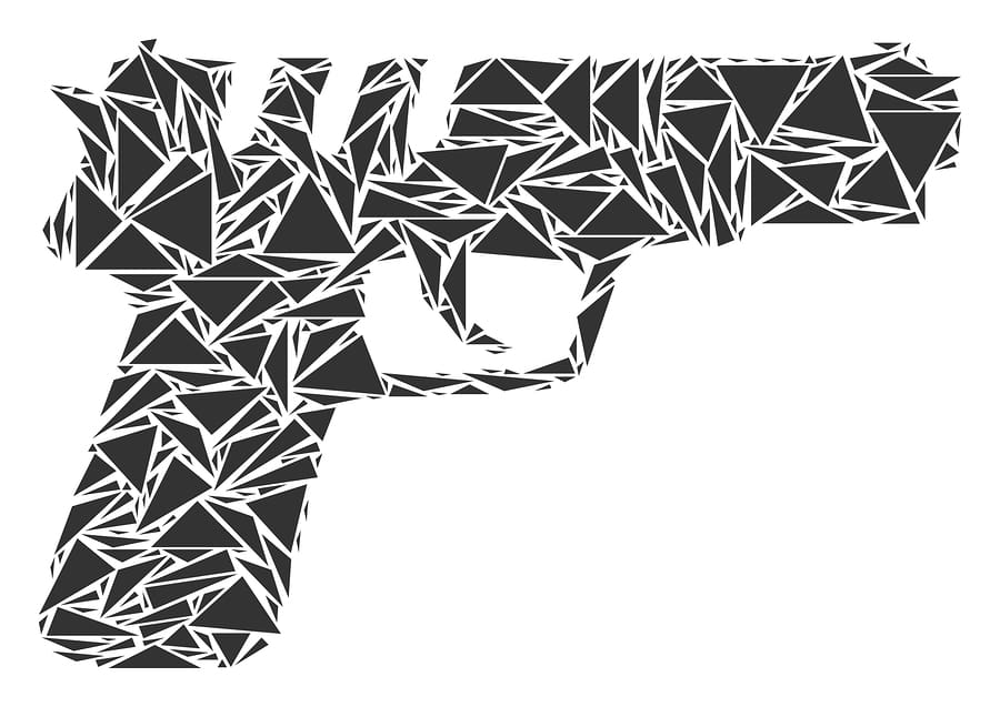 Pistol Gun Collage Of Triangle Elements In Different Sizes And S
