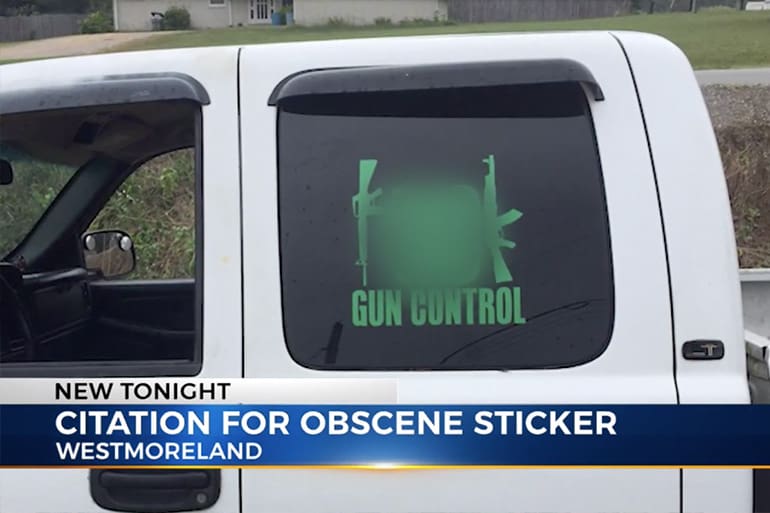 F--k Gun Control truck sticker obscene
