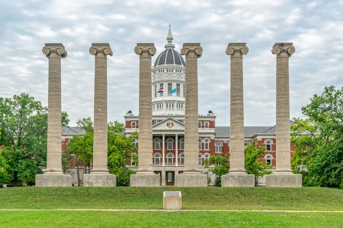 Lonic Columns And Jesse Hall At The University Of Missouri