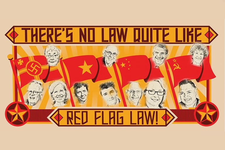 New Hampshire red flag banner