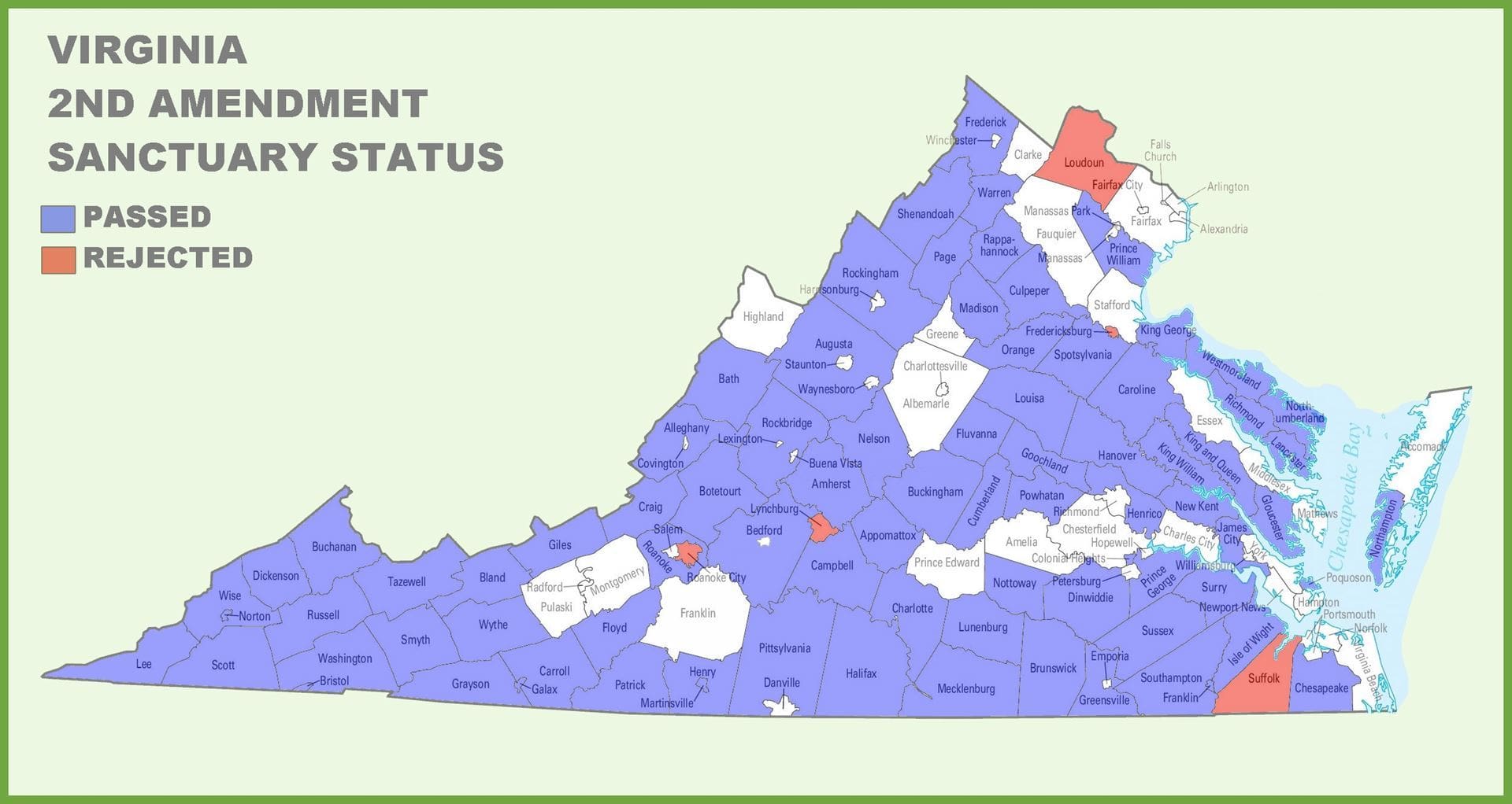 VCDL virginia sanctuary county map