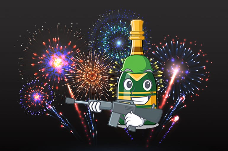 happy new year champagne gun