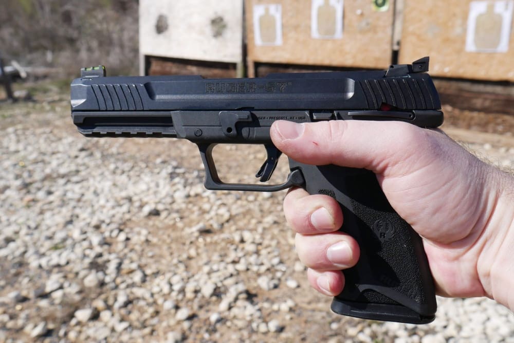 The Ruger-57’s polymer grip frame has excellent texturing for a sure grip. 