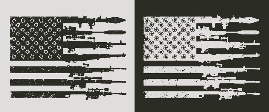 weapons US flag bullet holes