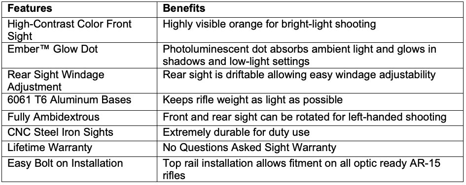 XTI2 DXS Ember Standard Dot Offset Iron Sights