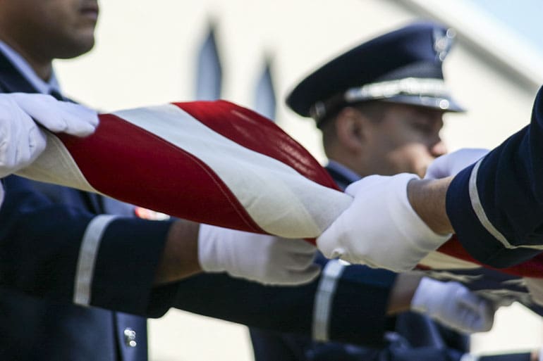 Folding American Flag funeral