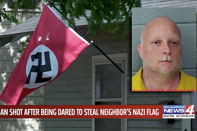 Oklahoma nazi flag shot woman