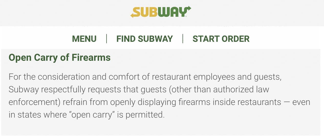subway guns statement