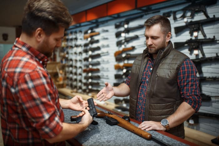 gun store pistol handgun counter