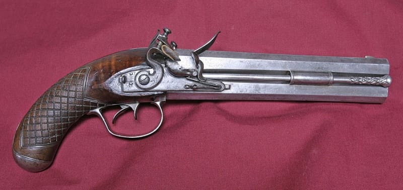 double barrel flintlock pistol