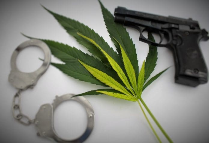 marijuana gun hand cuffs weed