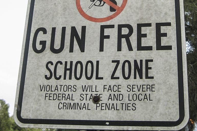 Gun Free School Zone sign