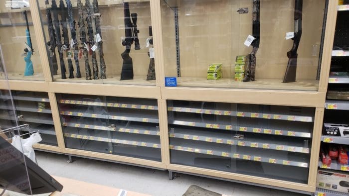 Walmart ammo ammunition gun shelf empty