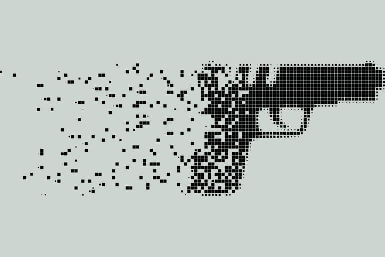 gun graphic digital pixel dissolve feat